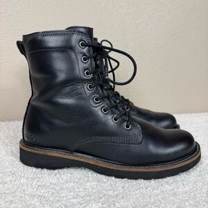 Taos Work it High Boots Black Leather Combat Lace Up